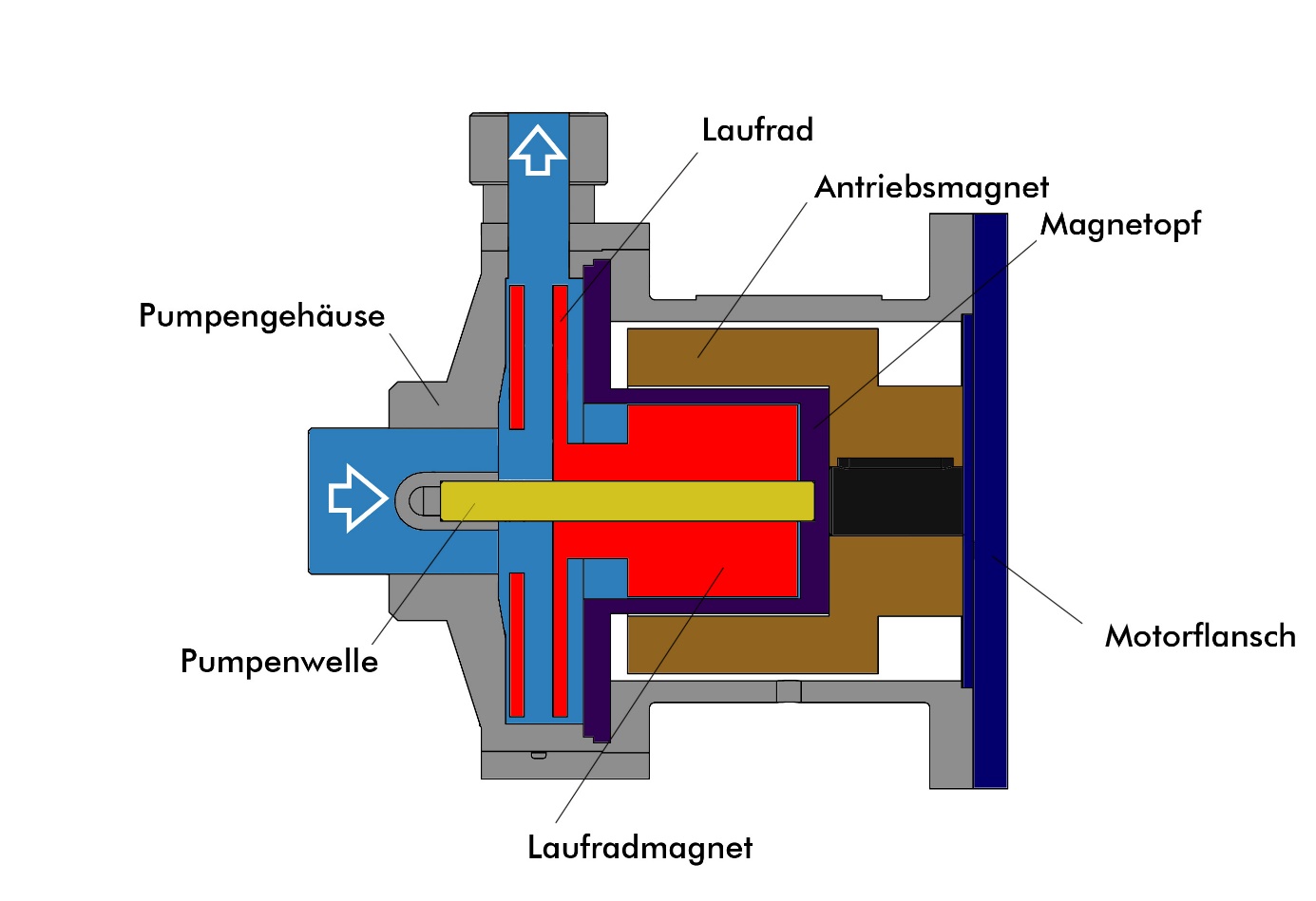 Funktionsprinzip einer Magnetkreiselpumpe